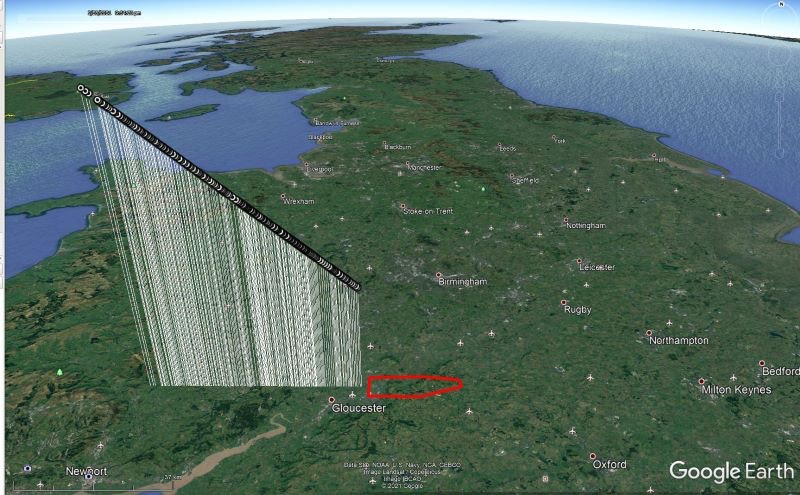 An illustration from Google Earth shows the estimated trajectory and landing site of the meteorite.