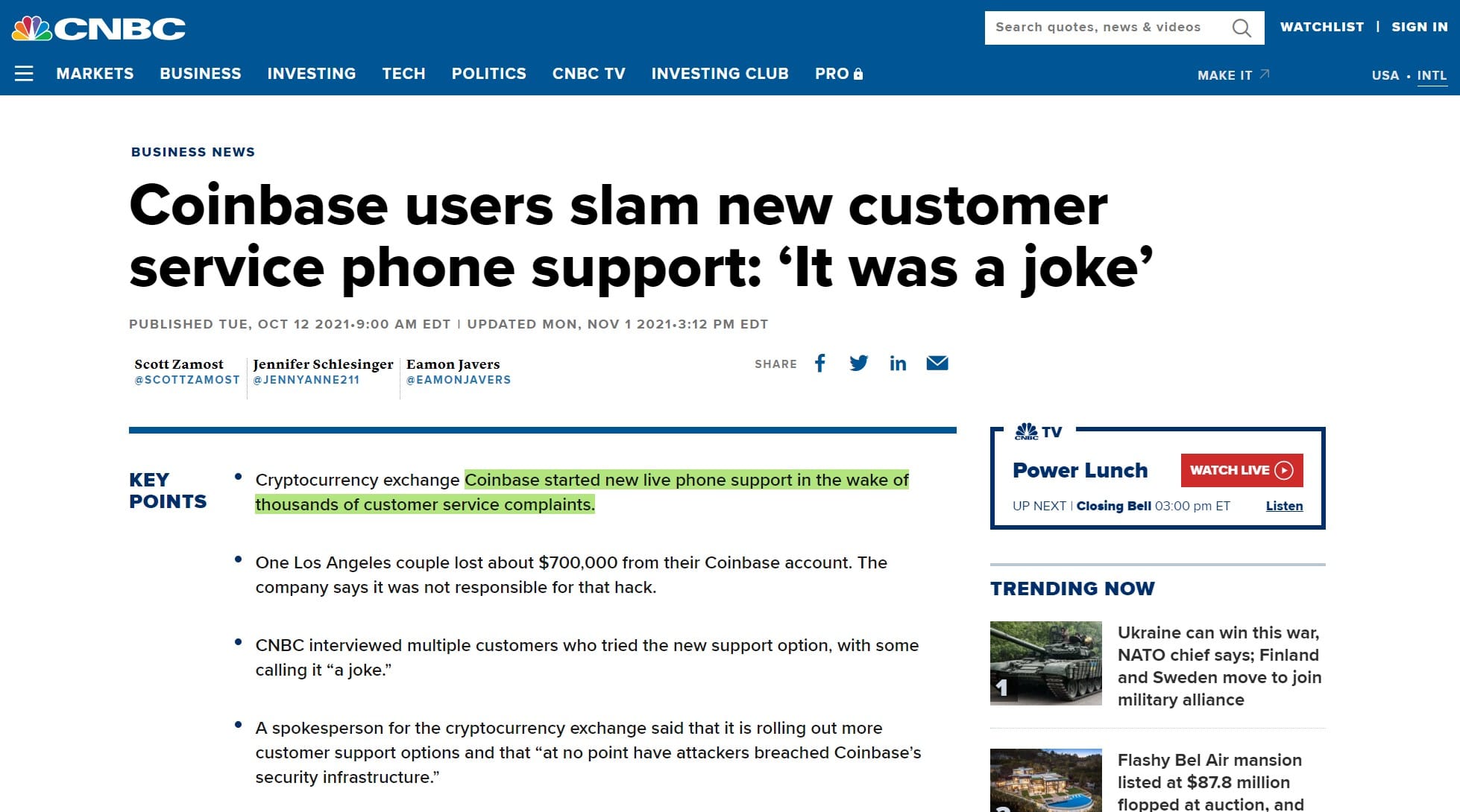 coinbase bad customer support