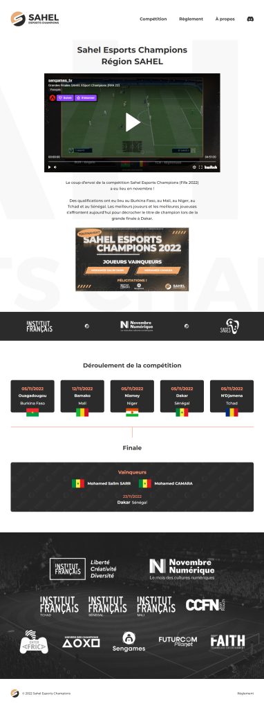 Bilde av hjemmesiden til Sahel Esports Champions hjemmeside