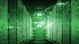 Green supercomputer with abstract binary code overlay