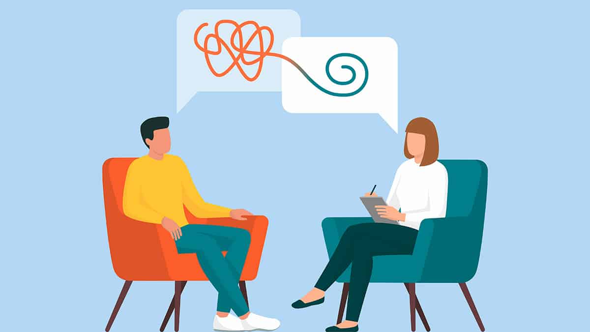 Illustration of a therapist and patient talking