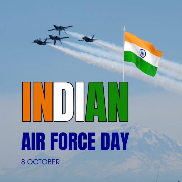 Blue and Green Modern Indian Air Force Day Instagram Post