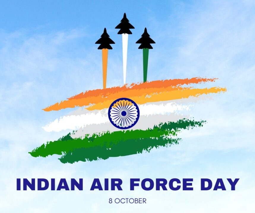 Blue Green Illustrative Indian Air Force Day Facebook Post