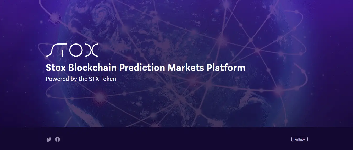 Stox Blockchain Prediction Markets Platform: A screenshot from the main banner of the website