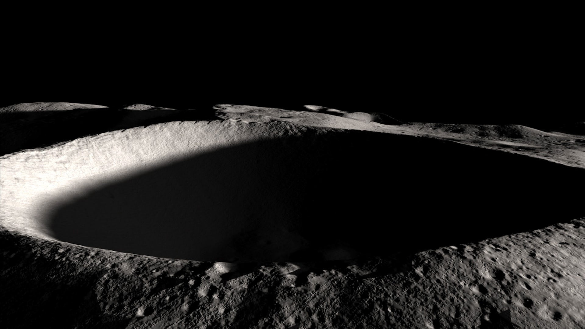 A permanently shadowed lunar crater
