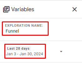 funnel exploration date and name
