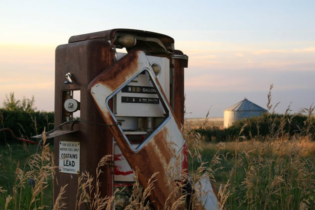 old gas pump on the prairie