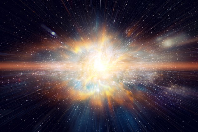 Artist impression of a bright object in the universe, possibly an explosion