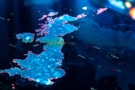Map of United Kingdom on digital pixelated display