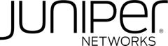 Juniper Networksi logo, mida kasutatakse navigeerimispäises musta fondi ja registreeritud kaubamärgi sümboliga.