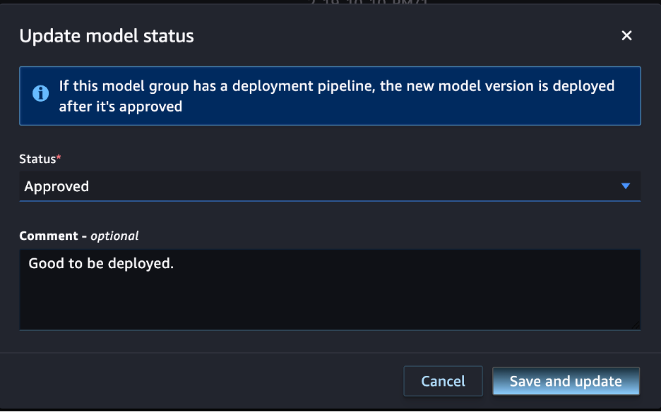 atualizar status do modelo